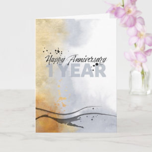 Medewerker 1e Jubileum Artistieke Inkt Abstract Kaart