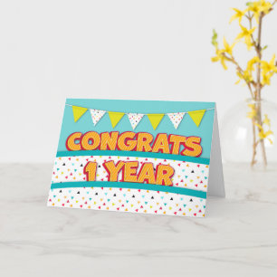 Medewerker 1e Jubileum Fun Bright en Bunting Kaart