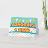 Medewerker 1e Jubileum Fun Bright en Bunting Kaart (Voorkant)