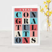 Medewerker 1e Jubileum Gefeliciteerd Grid Kaart (Gele Bloem)