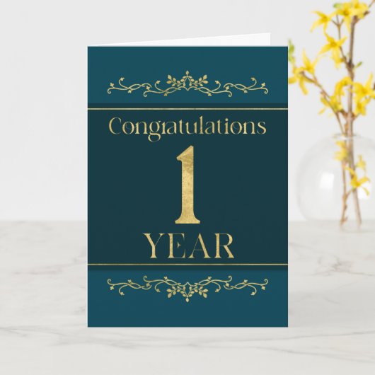 Medewerker 1e Jubileum Stijlvol Formal Elegant Kaart (Gele Bloem)