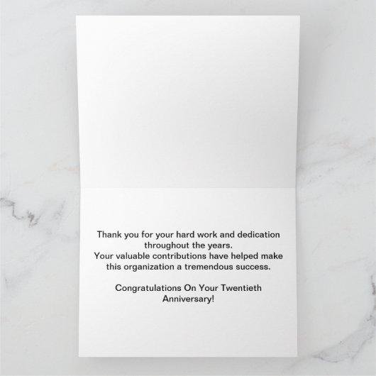 Medewerker 20e Jubileum Elegant Golden Kaart (Binnen)