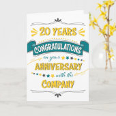 Medewerker 20e Jubileum Gefeliciteerd Word Art Kaart (Gele Bloem)