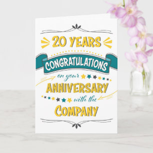 Medewerker 20e Jubileum Gefeliciteerd Word Art Kaart