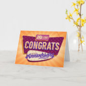 Medewerker 20e Jubileum Retro Signage Kaart (Gele Bloem)