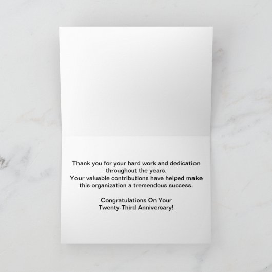 Medewerker 23e Jubileum Elegant Golden Kaart (Binnen)