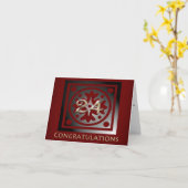 Medewerker 24 jaar Jubileum Elegant Golden Red Kaart (Gele Bloem)