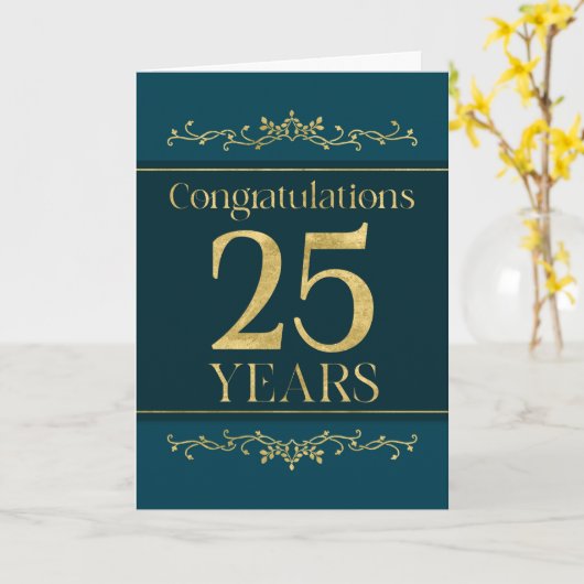 Medewerker 25e Jubileum Stijlvolle Formele Elegant Kaart (Gele Bloem)