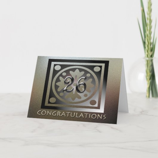 Medewerker 26e Jubileum Elegant Golden Kaart (Voorkant)