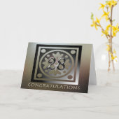 Medewerker 28e Jubileum Elegant Golden Kaart (Gele Bloem)