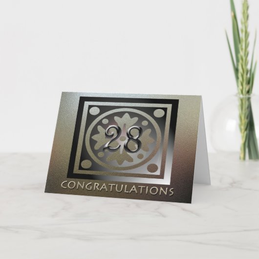 Medewerker 28e Jubileum Elegant Golden Kaart (Voorkant)