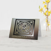 Medewerker 2e Jubileum Elegante gouden Kaarten (Gele Bloem)