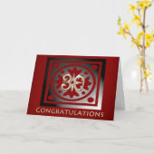 Medewerker 30e Jubileum Elegant Golden Red Kaart (Gele Bloem)