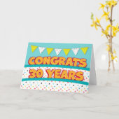 Medewerker 30ste Jubileum Fun Bright Bunting Kaart (Gele Bloem)