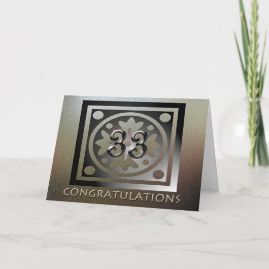 Medewerker 33e Jubileum Elegant Golden Kaart (Voorkant)