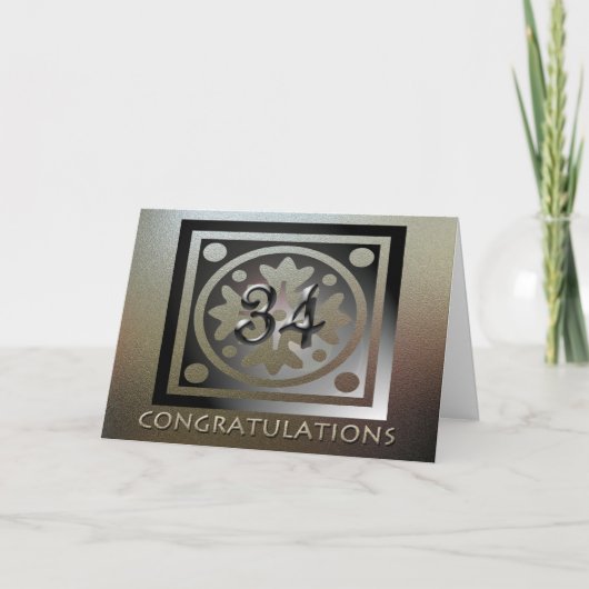 Medewerker 34e Jubileum Elegant Golden Kaart (Voorkant)