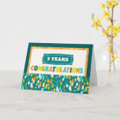 Medewerker 3de Jubileum Colorful Gefeliciteerd Kaart (Gele Bloem)