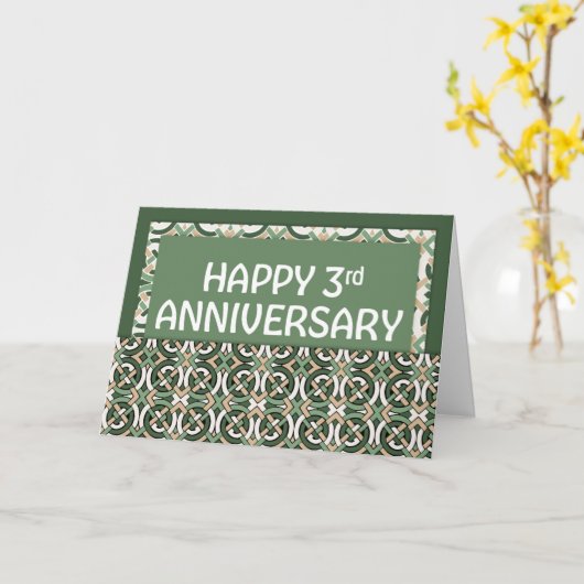 Medewerker 3e Jubileum Green Pattern Kaart (Gele Bloem)