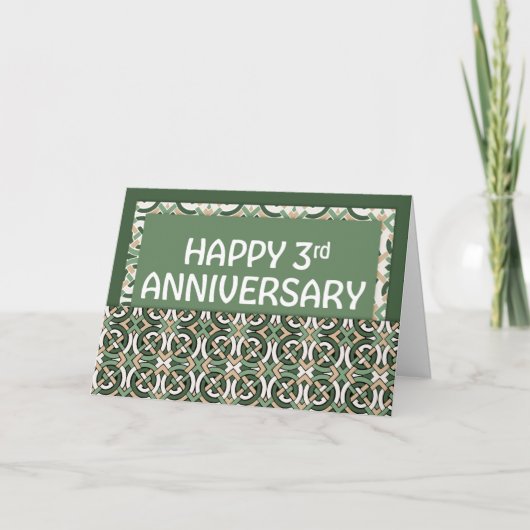 Medewerker 3e Jubileum Green Pattern Kaart (Voorkant)