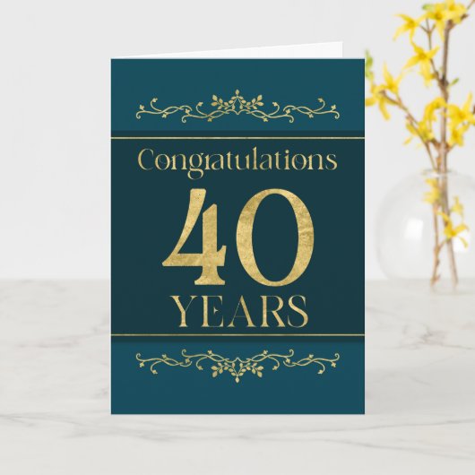 Medewerker 40e Jubileum Stijlvolle Formele Elegant Kaart (Gele Bloem)