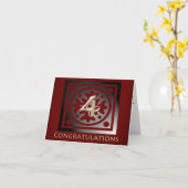 Medewerker 4 jaar Jubileum Elegant Golden Red Kaart (Gele Bloem)