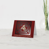 Medewerker 4 jaar Jubileum Elegant Golden Red Kaart (Voorkant)