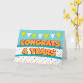 Medewerker 4e Jubileum Fun Bright Bunting Kaart (Gele Bloem)