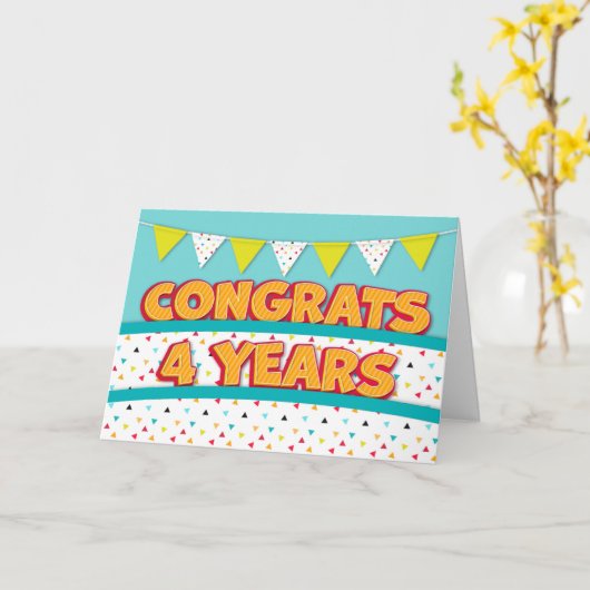 Medewerker 4e Jubileum Fun Bright Bunting Kaart (Gele Bloem)