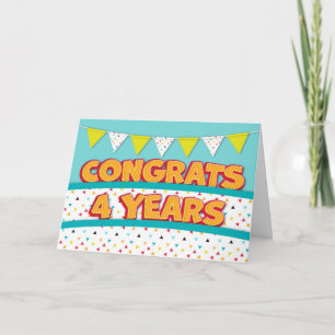 Medewerker 4e Jubileum Fun Bright Bunting Kaart