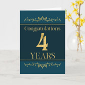 Medewerker 4e Jubileum Stijlvol Formal Elegant Kaart (Gele Bloem)