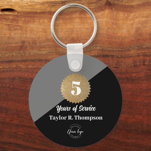 Medewerker 5 jaar dienst Gold black Custom logo Sleutelhanger (Achterkant)