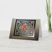 Medewerker 5e Jubileum Elegant Golden Red Kaart (Voorkant)