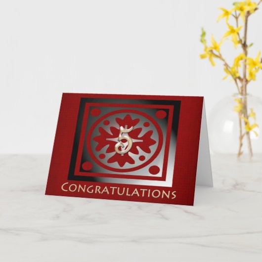 Medewerker 5e Jubileum Elegant Red Oak Kaart (Gele Bloem)