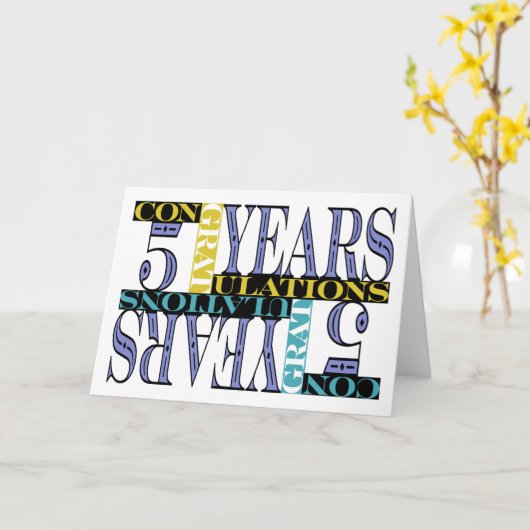Medewerker 5e Jubileum Gefeliciteerd Mozaïek Kaart (Gele Bloem)