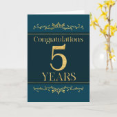 Medewerker 5e Jubileum Stijlvolle Formele Elegant Kaart (Gele Bloem)