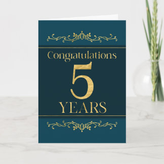 Medewerker 5e Jubileum Stijlvolle Formele Elegant Kaart