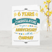 Medewerker 6de Jubileum Gefeliciteerd Word Art Kaart (Gele Bloem)