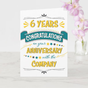 Medewerker 6de Jubileum Gefeliciteerd Word Art Kaart