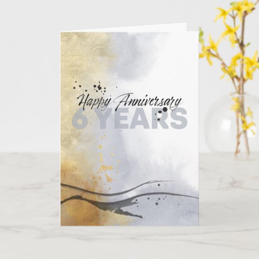 Medewerker 6e Jubileum Artistieke Inkt Abstract Kaart (Gele Bloem)