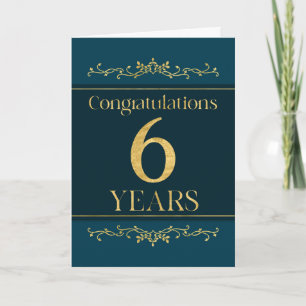 Medewerker 6e Jubileum Stijlvolle Formele Elegant Kaart