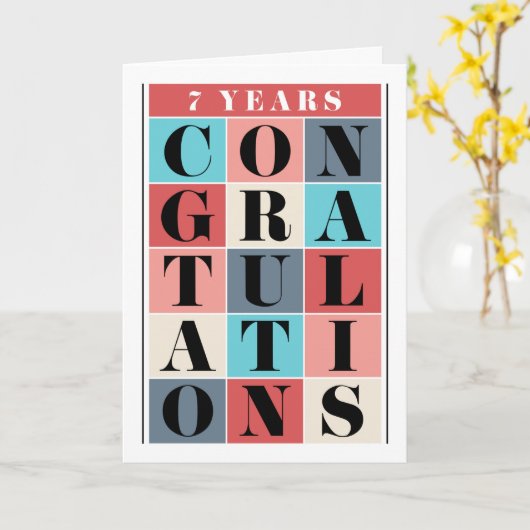 Medewerker 7e Jubileum Gefeliciteerd Grid Kaart (Gele Bloem)