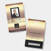 Medewerker Barcode Logo Naam Scan Goud Verticaal Badge (Voor- en achterkant)