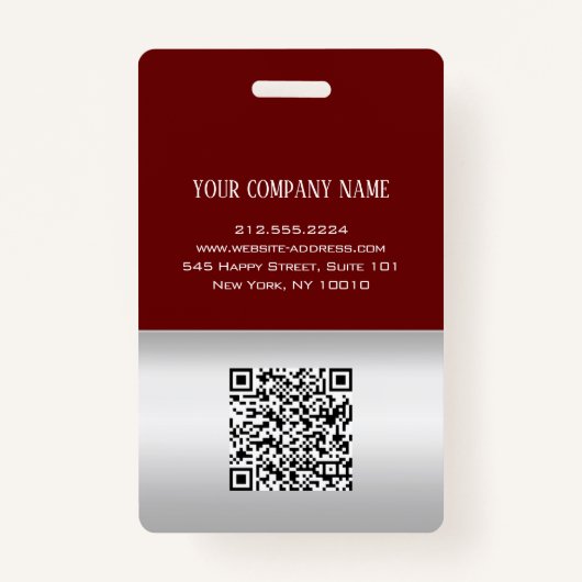 Medewerker Barcode Logo Naam Scanner Grijs Bourgog Badge (Achterkant)