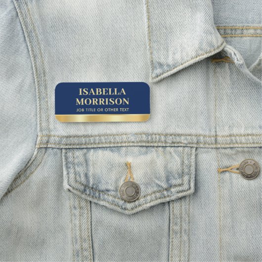 Medewerker Bedrijf Custom Staff ID Navy Gold Naamplaatje (In situ)