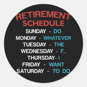 Medewerker bij het kalender-kantoor voor pensioner ronde sticker