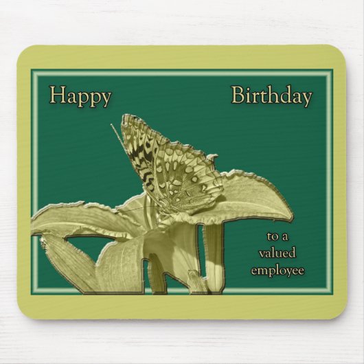 Medewerker Birthday Butterfly Mousepad Muismat (Voorkant)