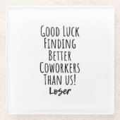 medewerker, collega, afscheid, veel succes T-Shirt Glazen Onderzetter (Voorkant)