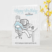 Medewerker Computer Guy Birthday Kaart (Gele Bloem)