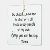 medewerker die naar een nieuwe baan gaat grappige  keramisch ornament (Links)