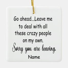 medewerker die naar een nieuwe baan gaat grappige  keramisch ornament